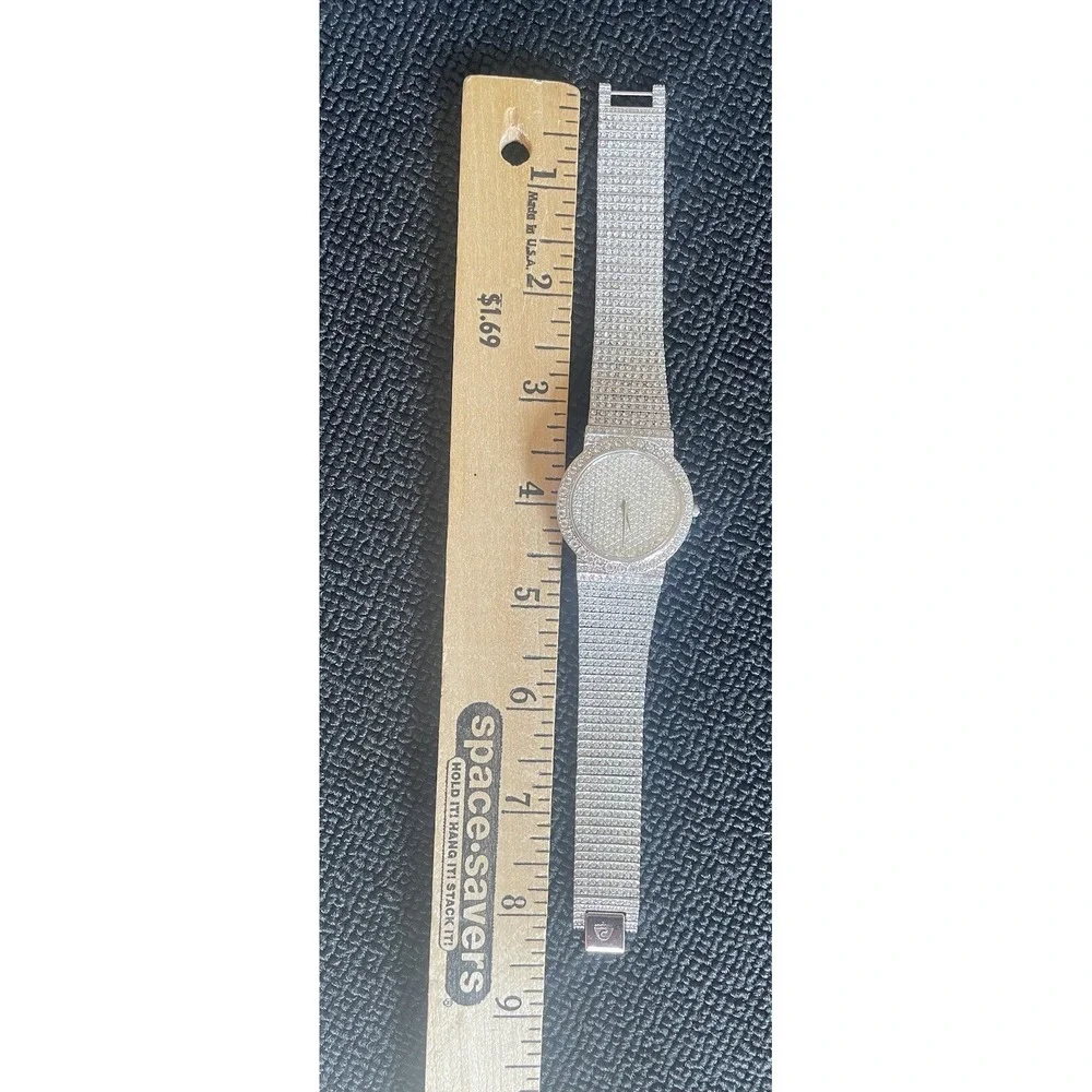 Women's‎ Croton Crystal Rhodium Watch 2.0mm Vintage-New Battery!